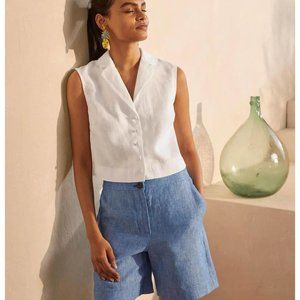 Boden Georgina Linen Top in White, Size 6